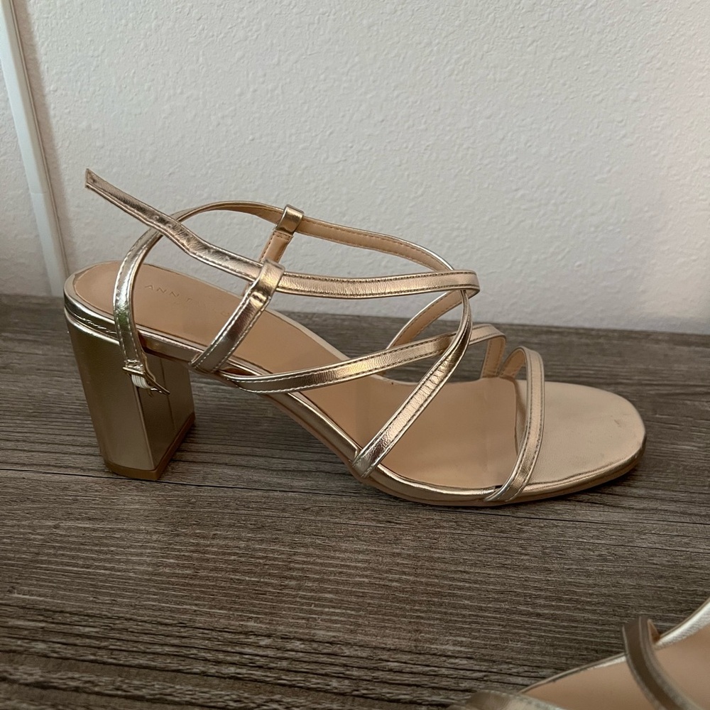 Ann Taylor Metallic Gold Strappy Heels | Size 8.5